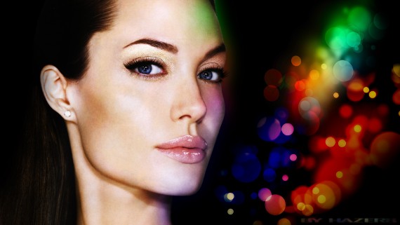 Free Send to Mobile Phone face, colorfull Angelina Jolie wallpaper num.300