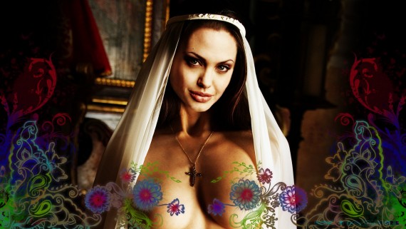 Free Send to Mobile Phone jolie, colorfull, nude Angelina Jolie wallpaper num.301