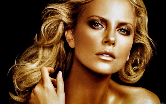 Free Send to Mobile Phone Golden Face Charlize Theron wallpaper num.202
