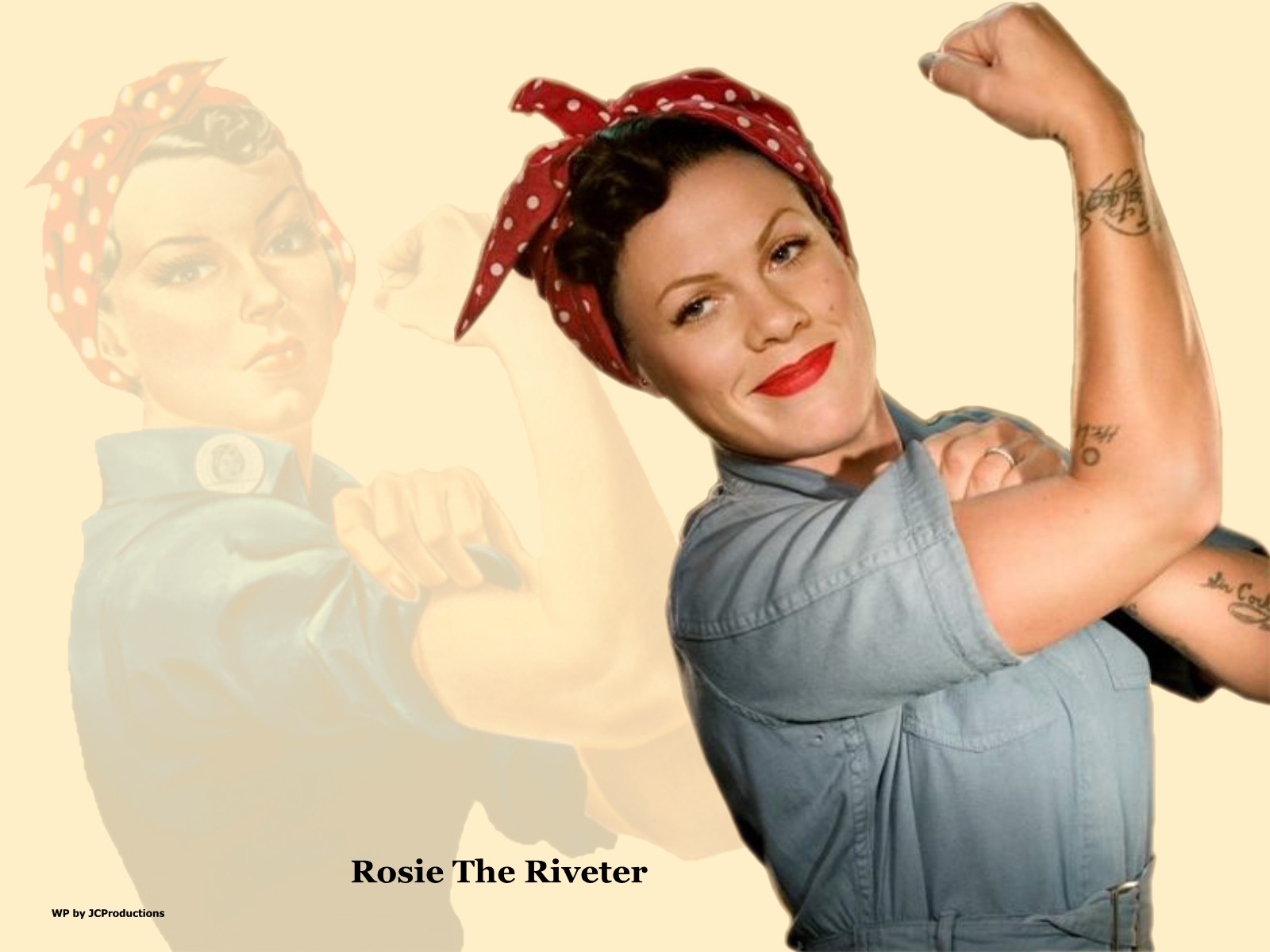Download High quality pink, rosie the riveter, rosie, riveter, raise your glass, sexy, work Pink wallpaper / 1600x1200