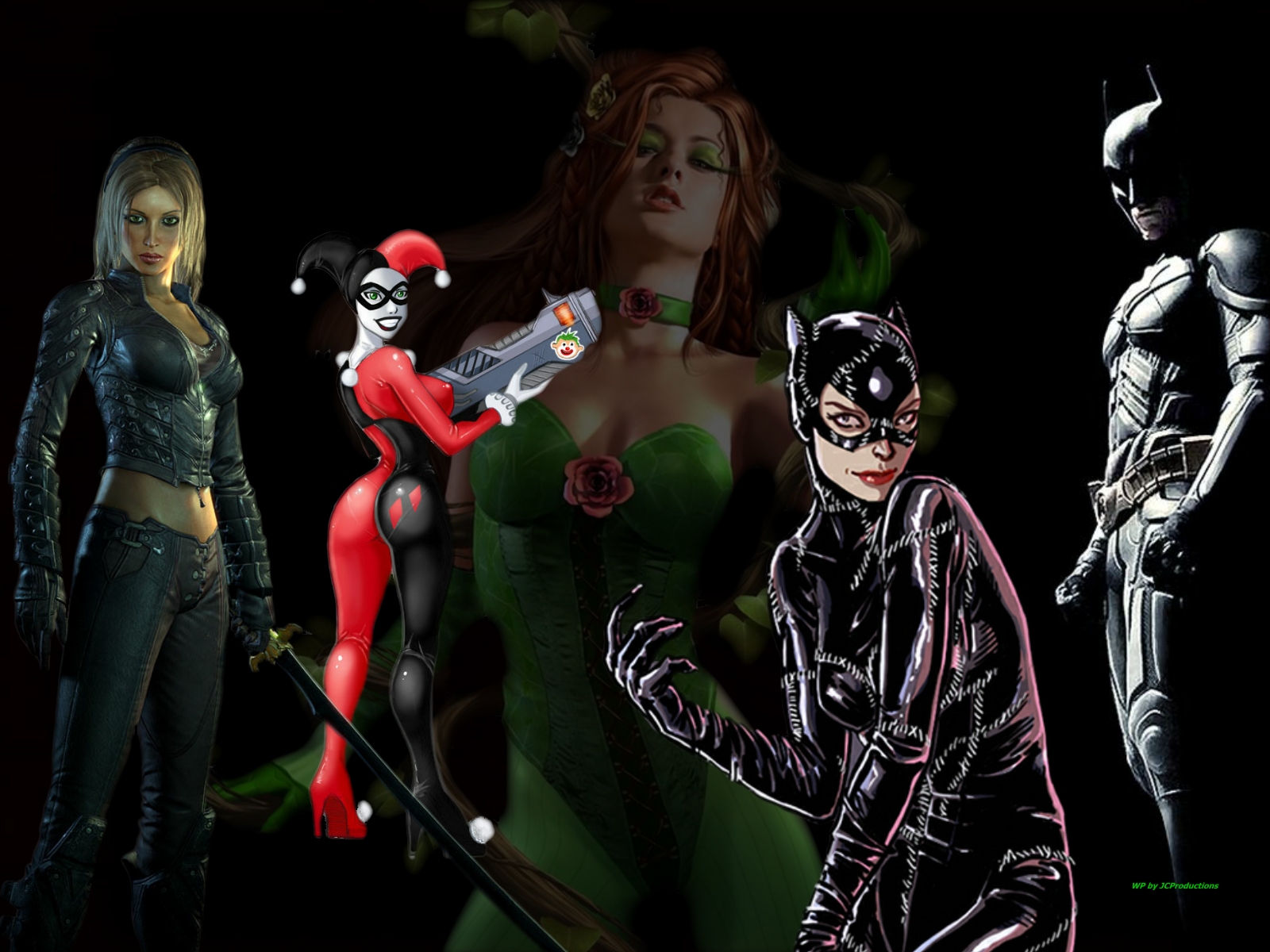 Download full size batman girls, poison ivy, harley quinn, talia al ghul, catwoman, arkham city Batman's Women wallpaper / 1600x1200