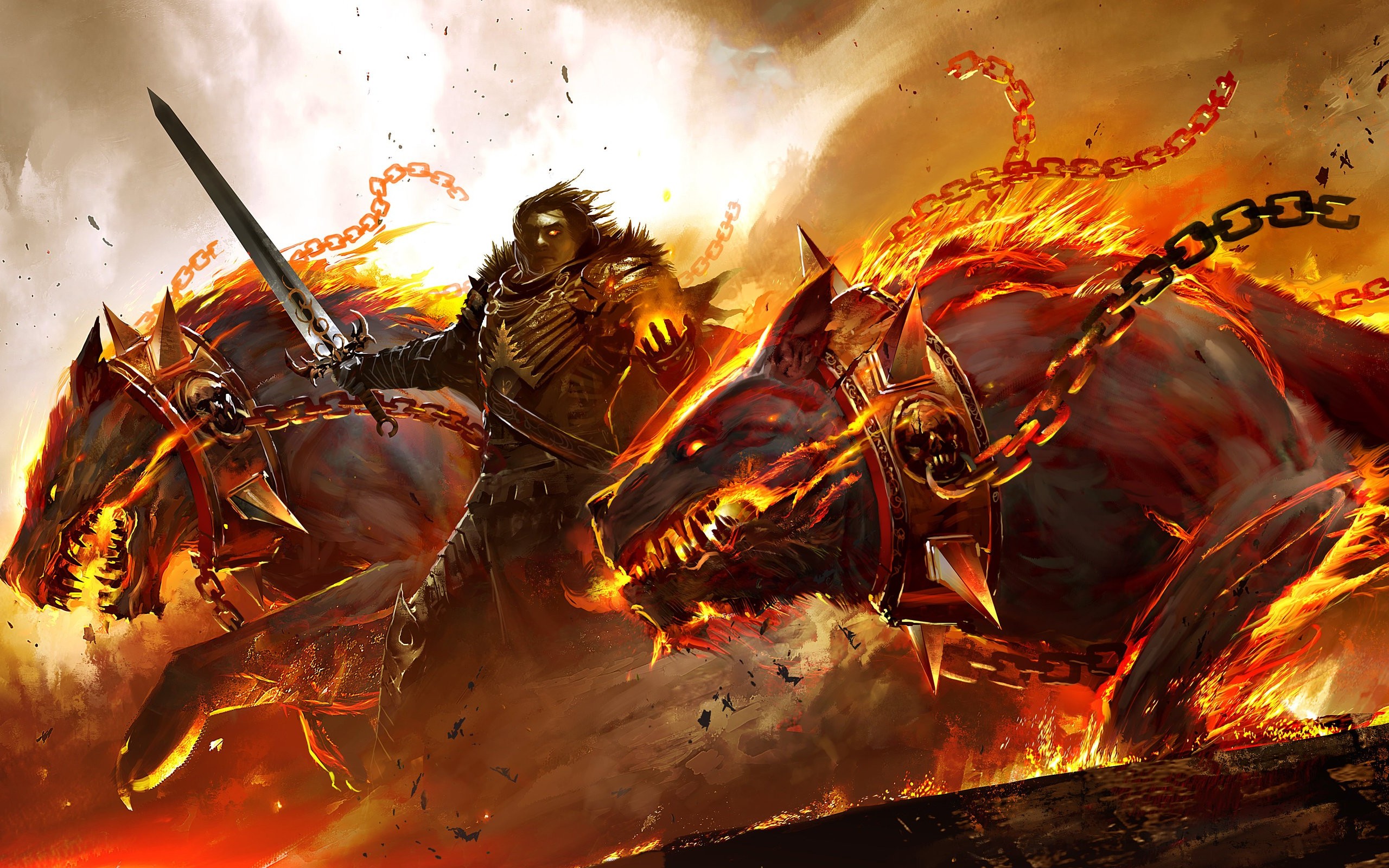 Download High quality fire dogs of war Guild War 2 wallpaper / 2560x1600