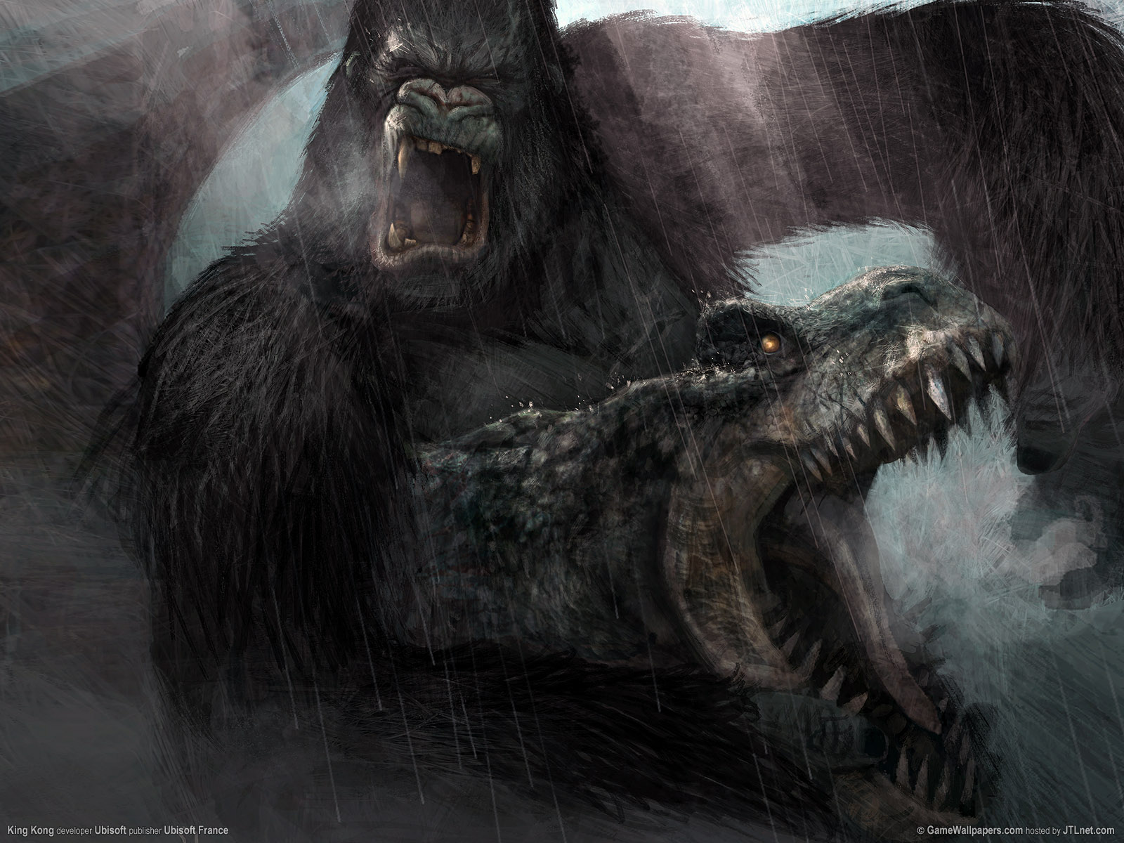 Download High quality Battle with dinosaurs King Kong wallpaper / 1600x1200