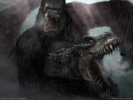 Battle with dinosaurs / King Kong