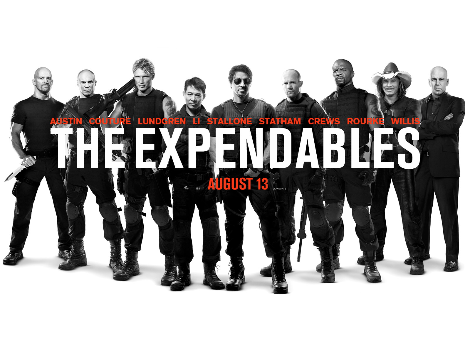 Download High quality Austin Couture Lundgren Li Stallone Statham Crews Rourke Willis The Expendables wallpaper / 1600x1200