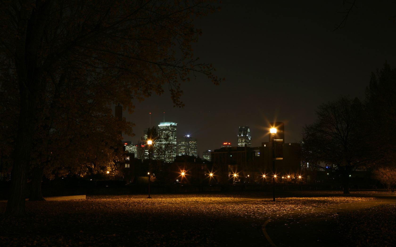 Download full size City Park At Night, Montral, Canada Cities wallpaper / 1680x1050