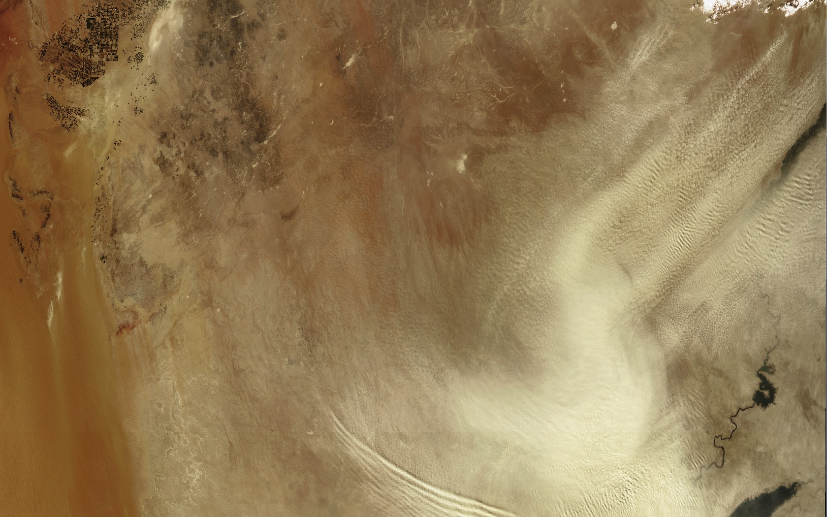 Download HQ Desert Sand Storm Seen From Space, Iraq Maps wallpaper / 1680x1050