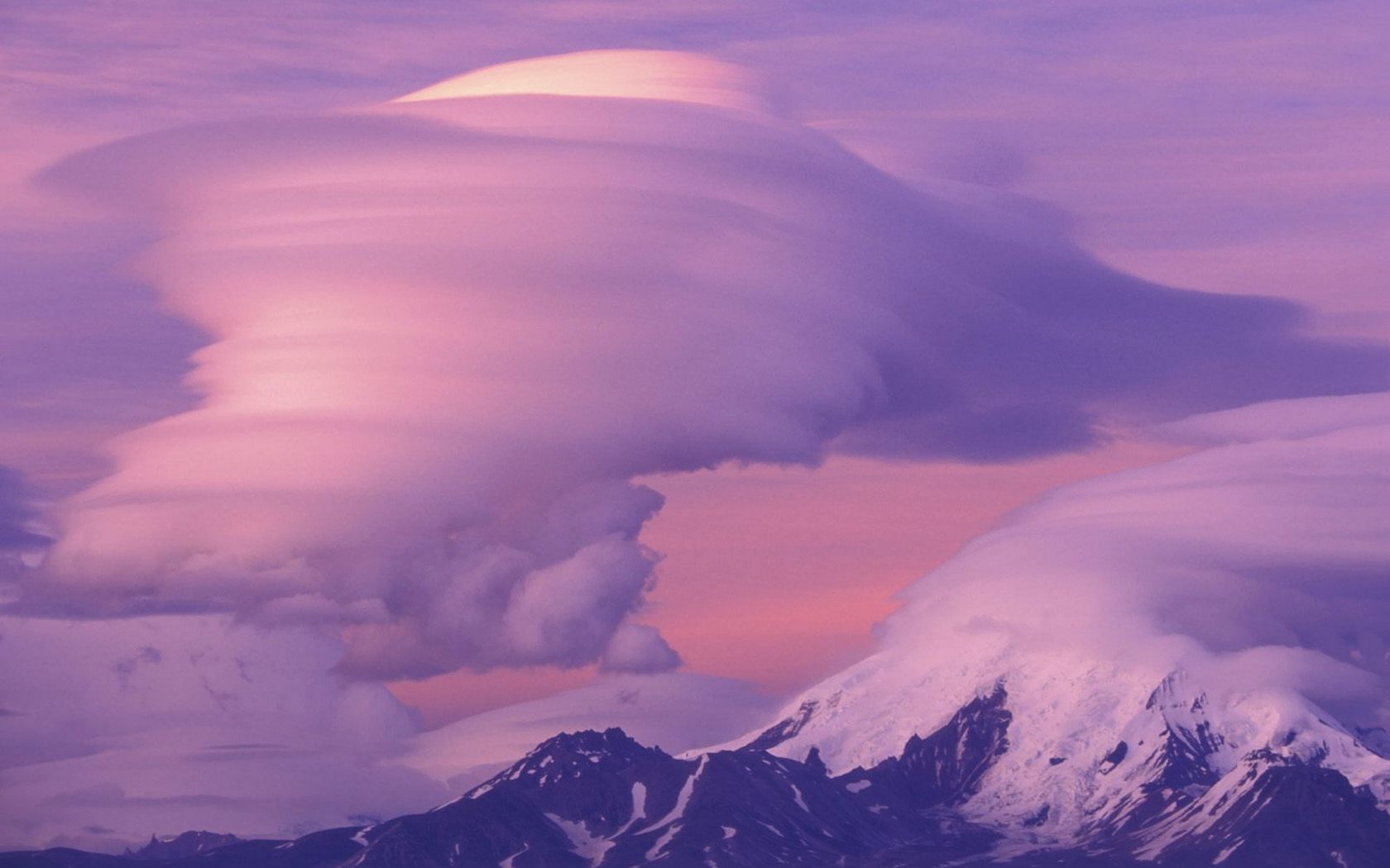 Download High quality Lenticular Clouds Over Mount Drum Alaska Mountains wallpaper / 1680x1050