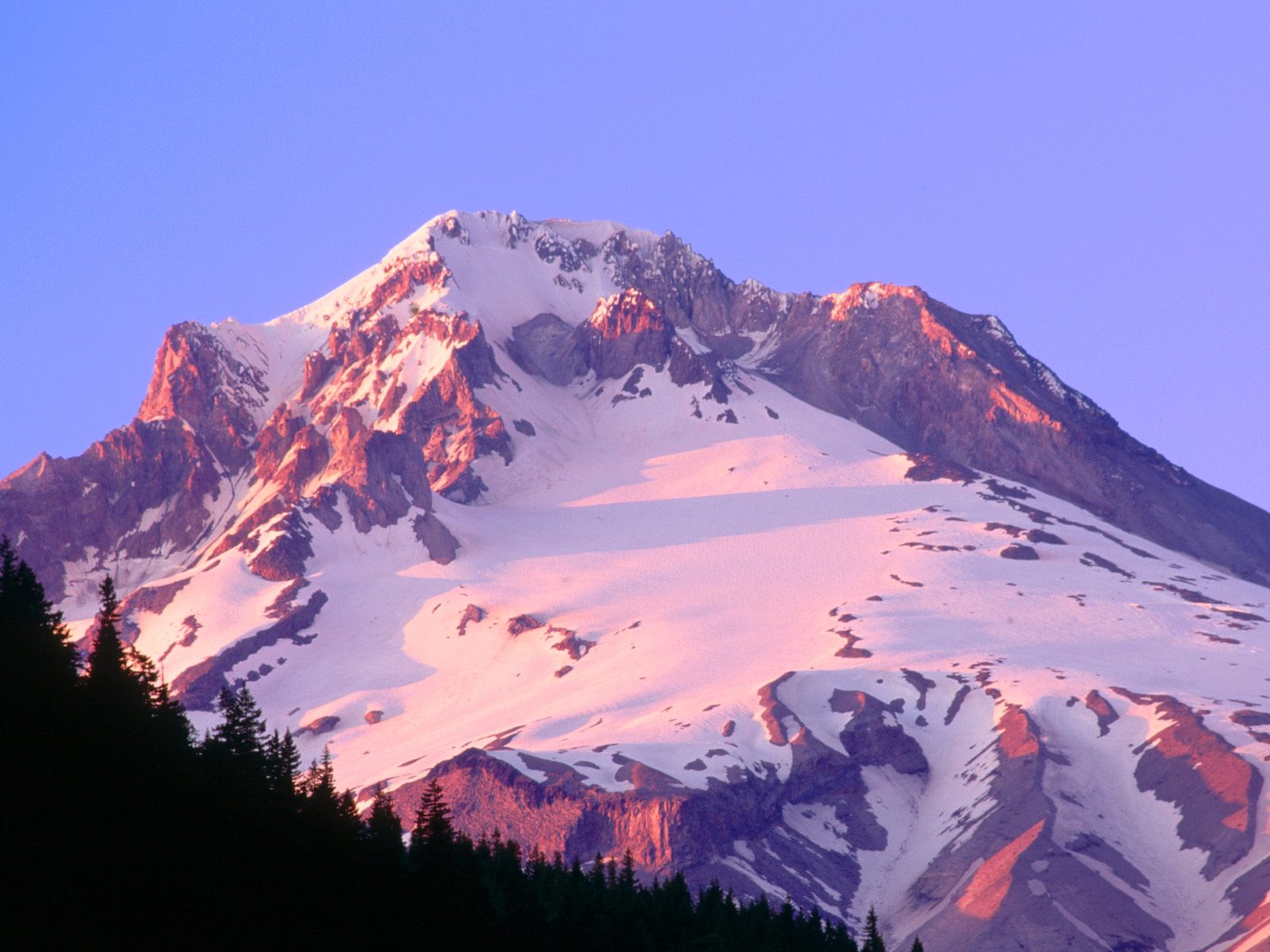Download HQ Alpenglow on the Slopes of Mount Hood, Oregon Mountains wallpaper / 1600x1200