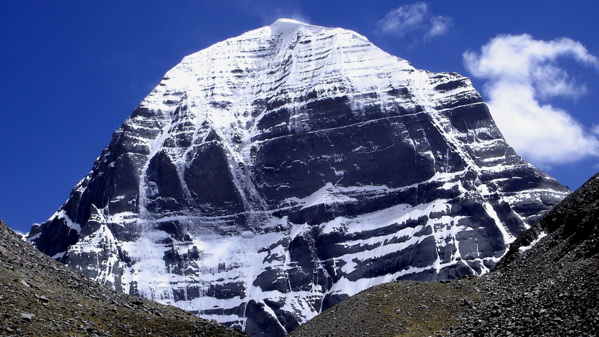 Download HQ Unclimbable and Sacred Mount Kailash in Tibet Mountains wallpaper / 1920x1080