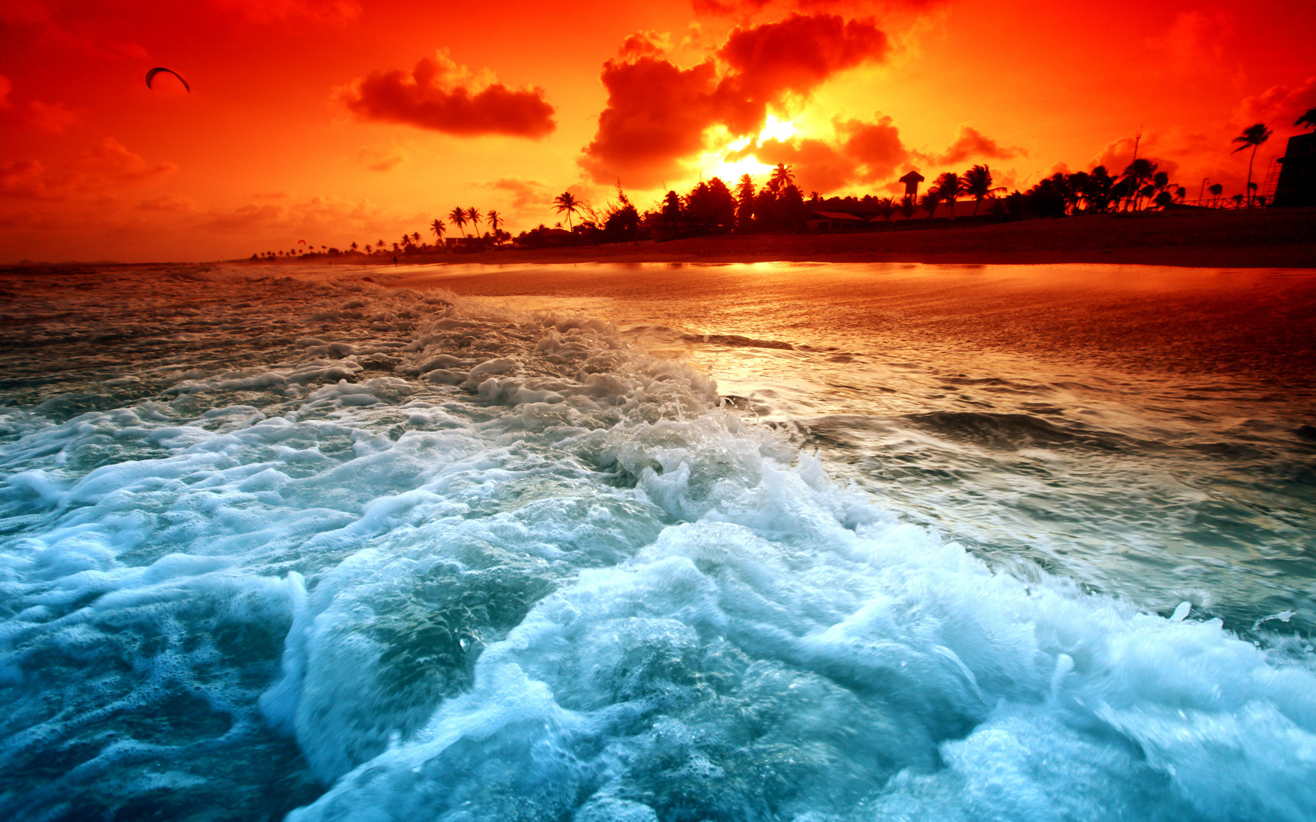 Download HQ Colorful beach Sunset wallpaper / 1920x1200