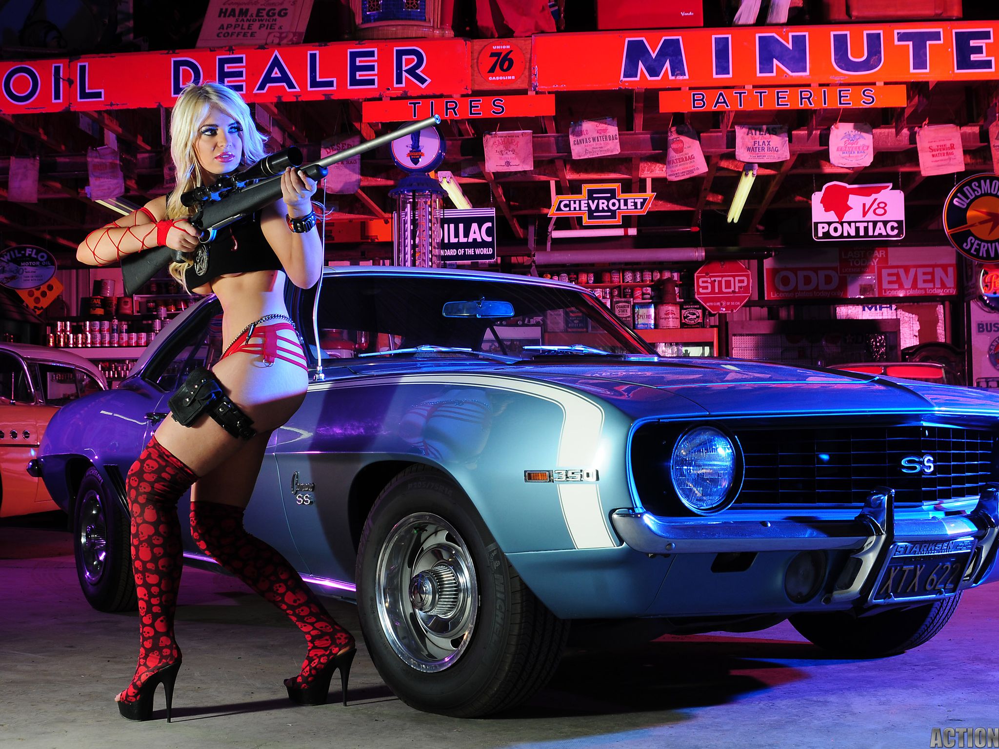 Download High quality guard with a rifle Girls & Cars wallpaper / 2048x1536