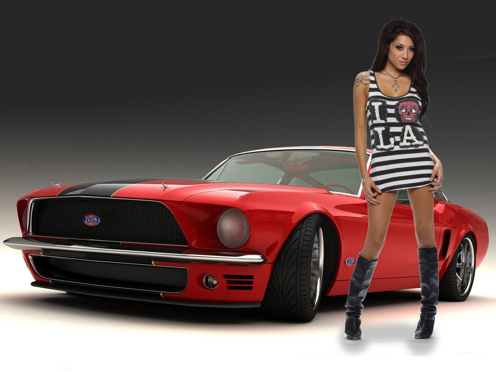 Download full size mustang Girls & Cars wallpaper / 1600x1200