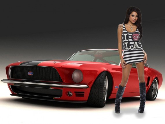 Free Send to Mobile Phone mustang Girls & Cars wallpaper num.122