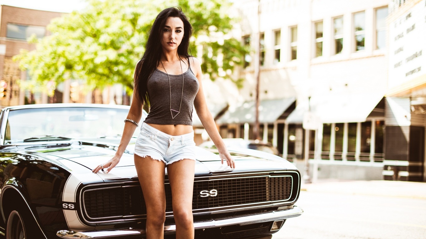 Download High quality Girls & Cars wallpaper / People / 1366x768