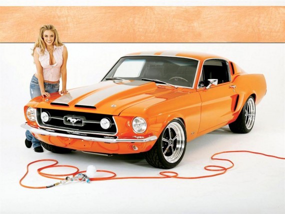 Free Send to Mobile Phone mustang Girls & Cars wallpaper num.139