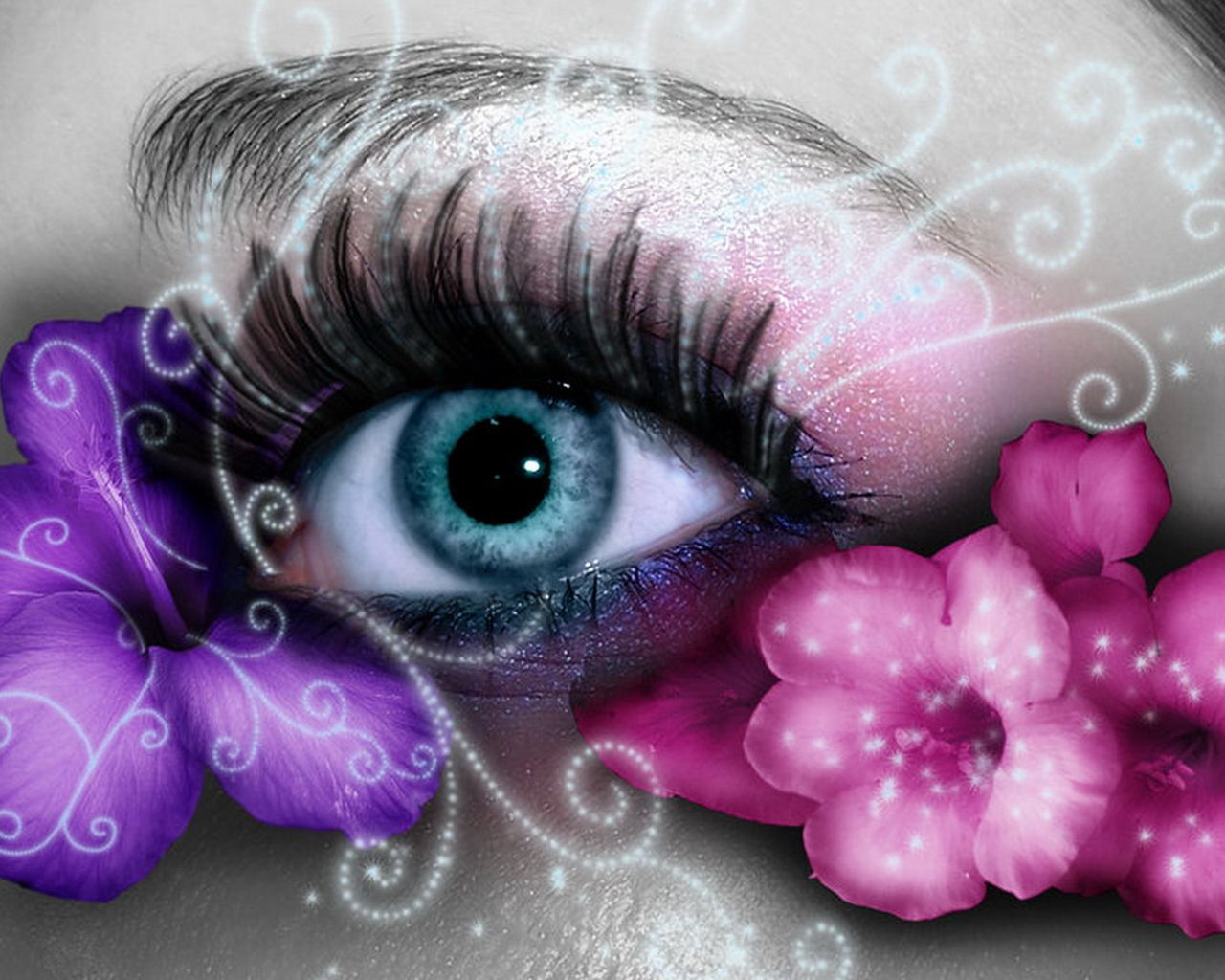 Download HQ flowers makeup Eyes wallpaper / 1280x1024
