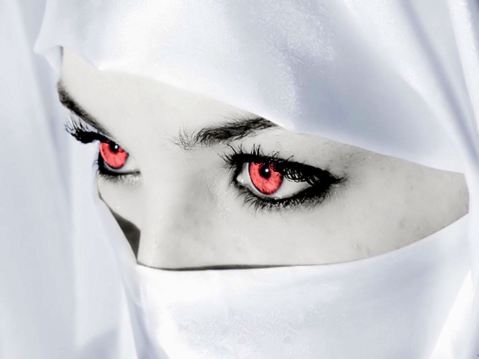 Download High quality red eyes veiled woman Eyes wallpaper / 1600x1200