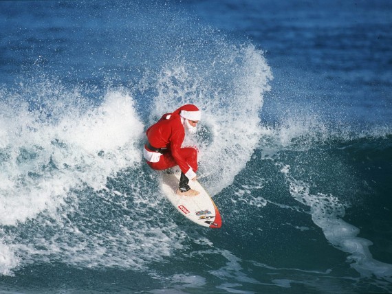 Free Send to Mobile Phone santa surfer Funny wallpaper num.7