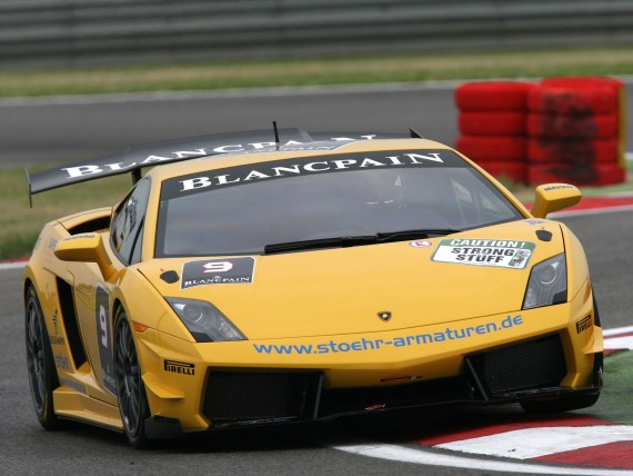 Free Send to Mobile Phone Yellow Lamborghini Racing Cars wallpaper num.1