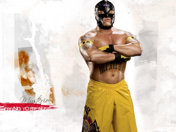 Free Send to Mobile Phone Rey Mysterio In the leather mask and in yellow shorts Wrestling WWE wallpaper num.8