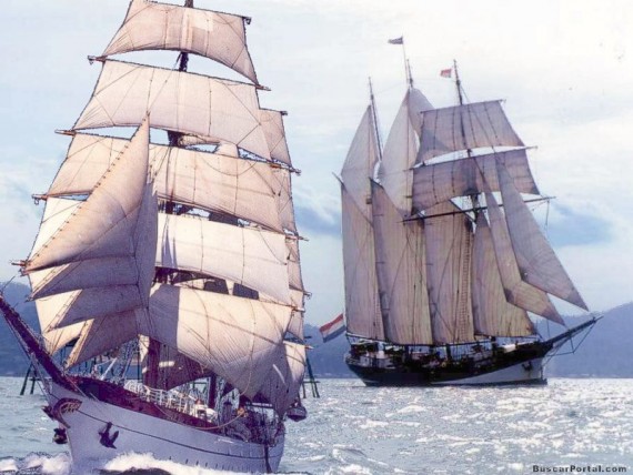 Free Send to Mobile Phone Two boats Frigates & Sailing ships wallpaper num.12