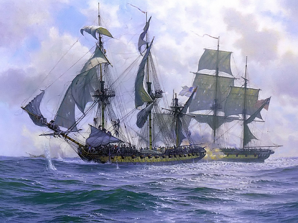Download Sea Battle Frigates & Sailing ships wallpaper / 1024x768