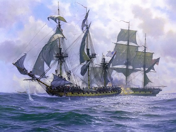 Free Send to Mobile Phone Sea Battle Frigates & Sailing ships wallpaper num.94