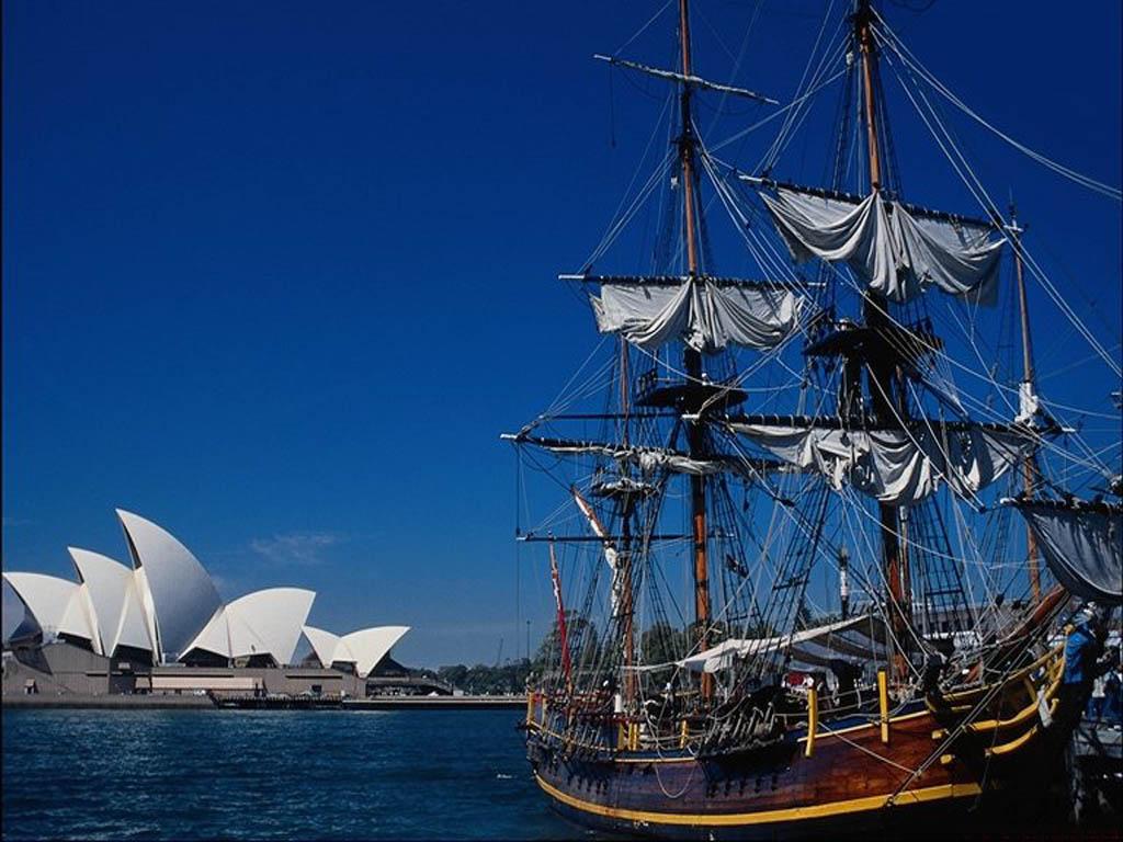 Full size Near Sydney Opera House Frigates & Sailing ships wallpaper / 1024x768