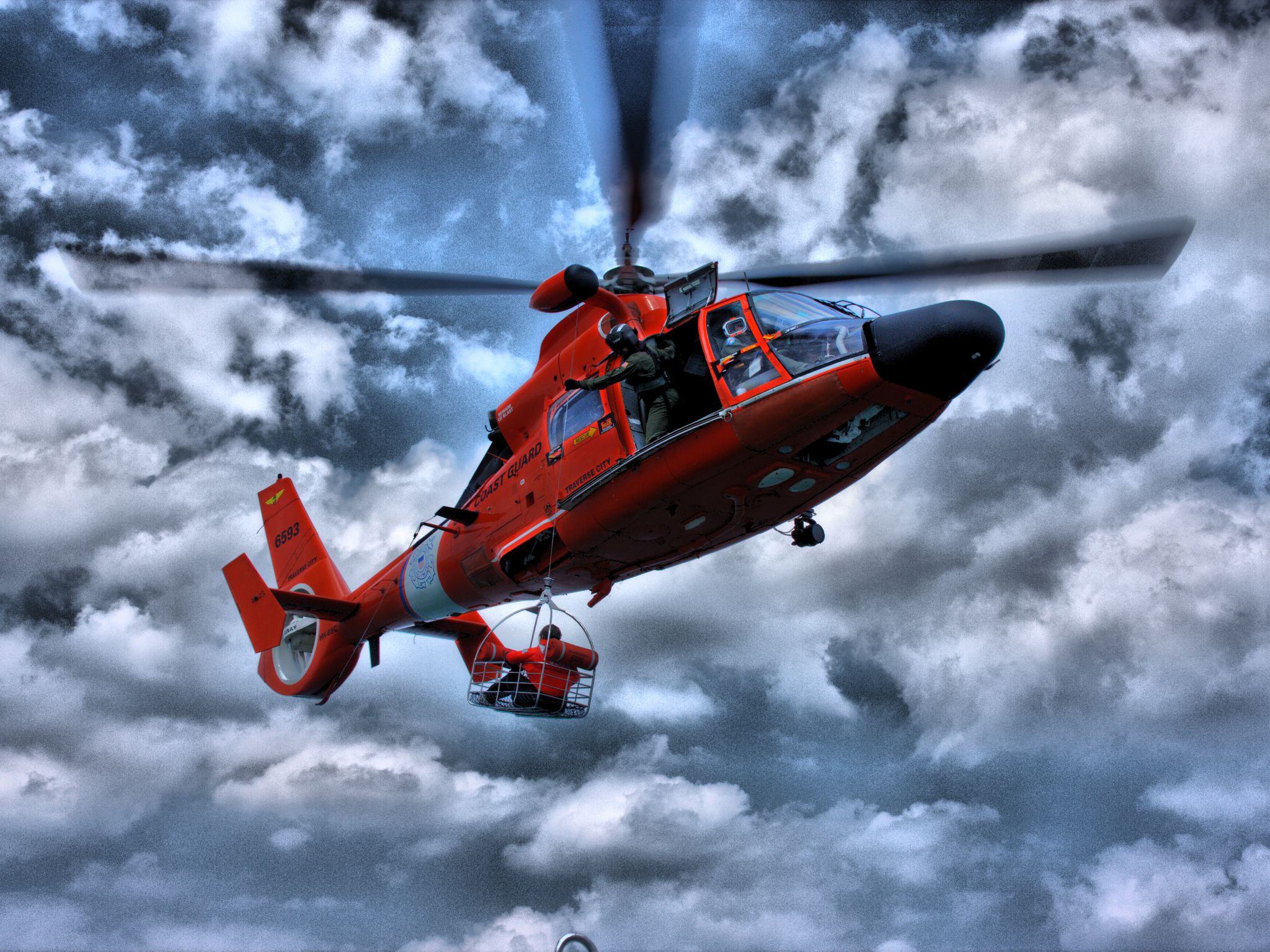 Download full size Red chopper of coast guard Helicopter wallpaper / 2048x1536