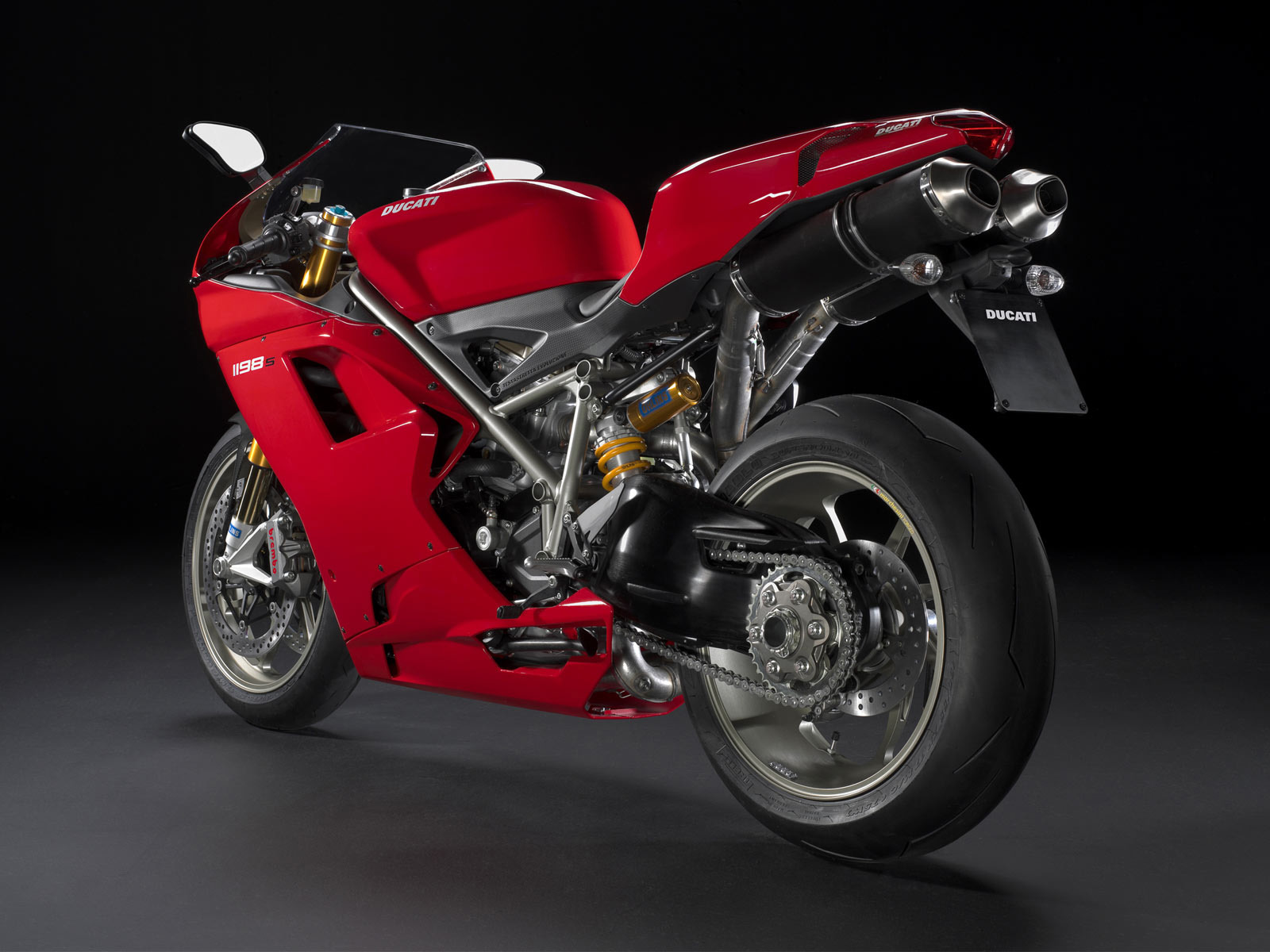 Download full size red Ducati 1198s rear Motorcycle wallpaper / 1600x1200