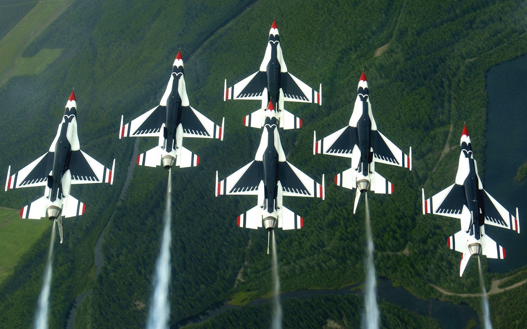 Download full size F-16 Fighting Falcons U.S. Air Force\'s Thunderbirds Military Airplanes wallpaper / 1680x1050