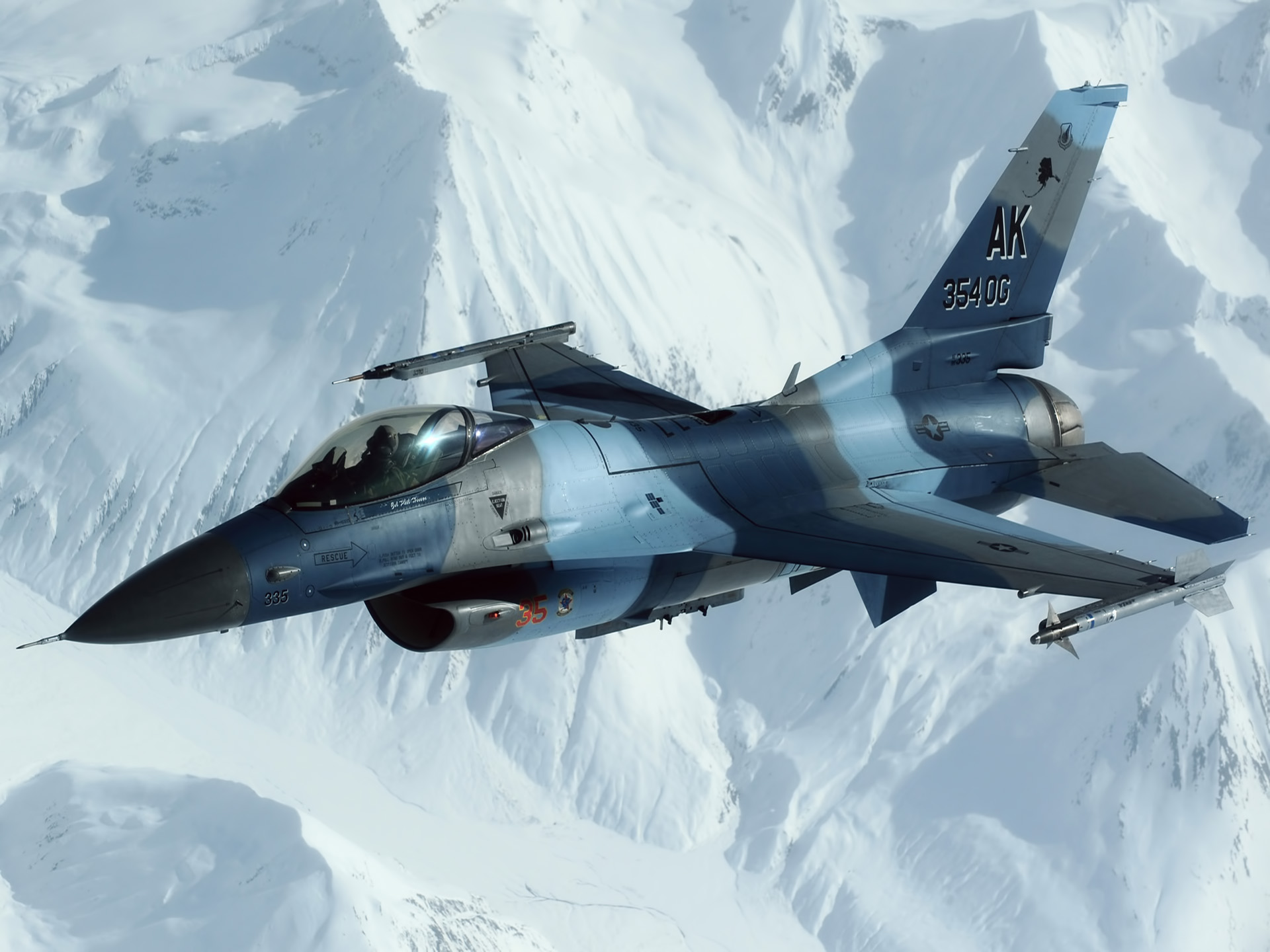 Download High quality over the snow-capped mountains Military Airplanes wallpaper / 1920x1440