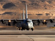C-130 Hercules prepares to take off / Military Airplanes