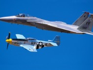 f-15_eagle_and_p-51_mustang / Military Airplanes