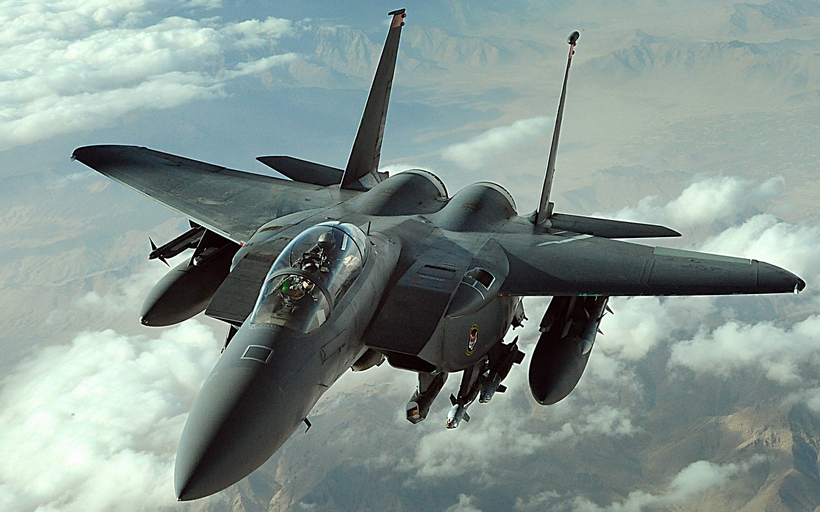 Download full size F-15 Strike Eagle Up Air Military Airplanes wallpaper / 1680x1050
