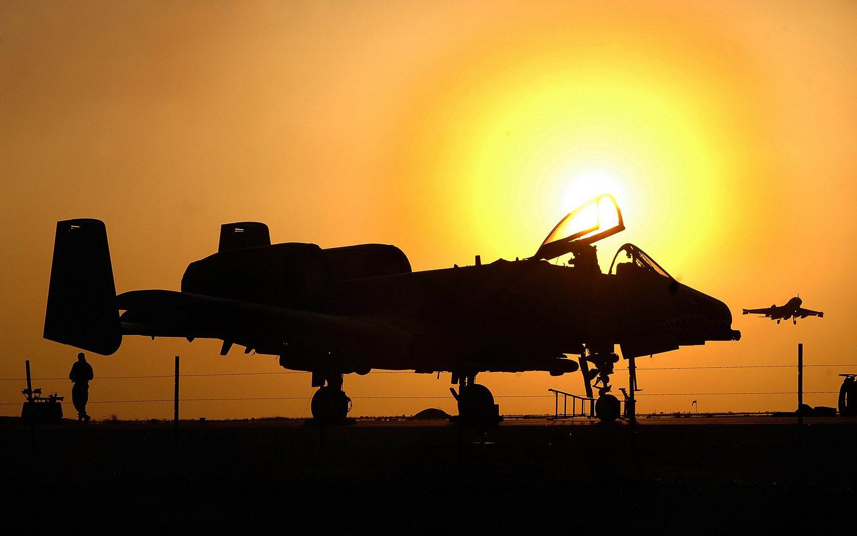 Download HQ Sunset Military Airplanes wallpaper / 1680x1050