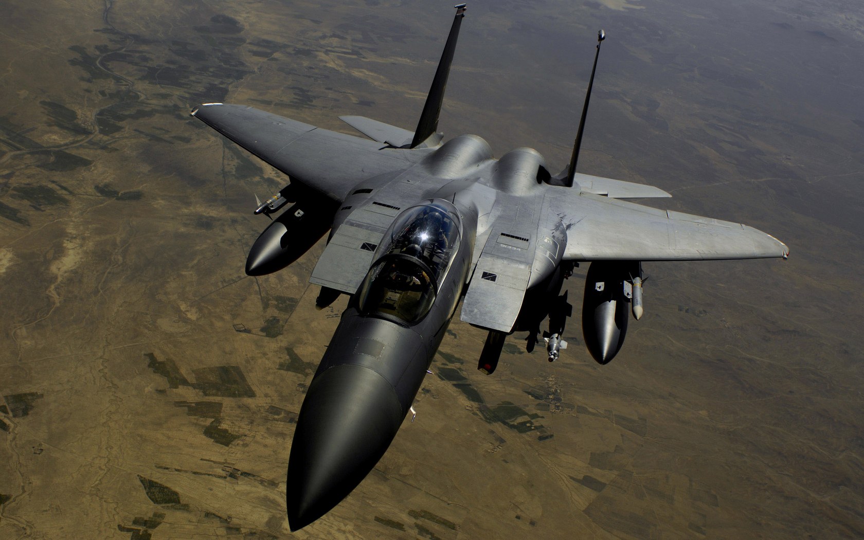 Download High quality F-15 Strike Eagle Returns To Base Military Airplanes wallpaper / 1680x1050