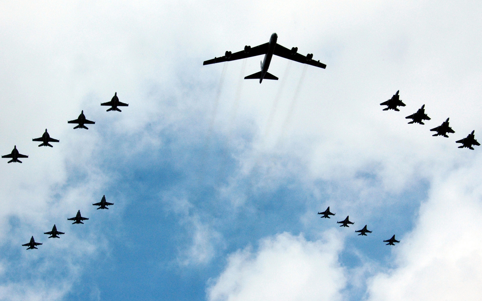 Download High quality B-52 Stratofortress And Escort Military Airplanes wallpaper / 1680x1050