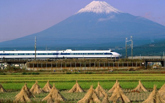 Free Send to Mobile Phone Bullet Train, Mount Fuji, Japan Trains wallpaper num.28