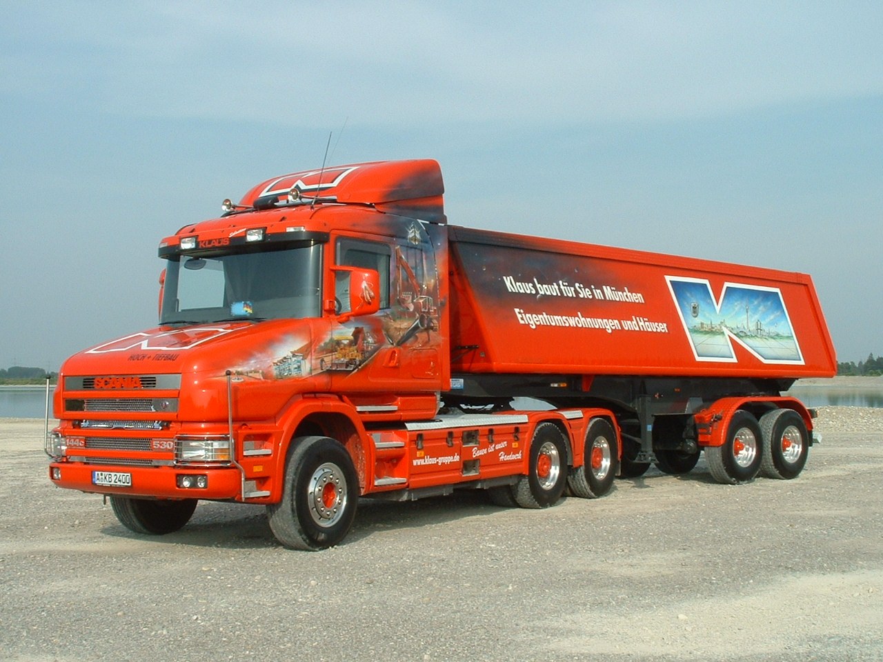 Download HQ red trailer Scania Trucks wallpaper / 1280x960